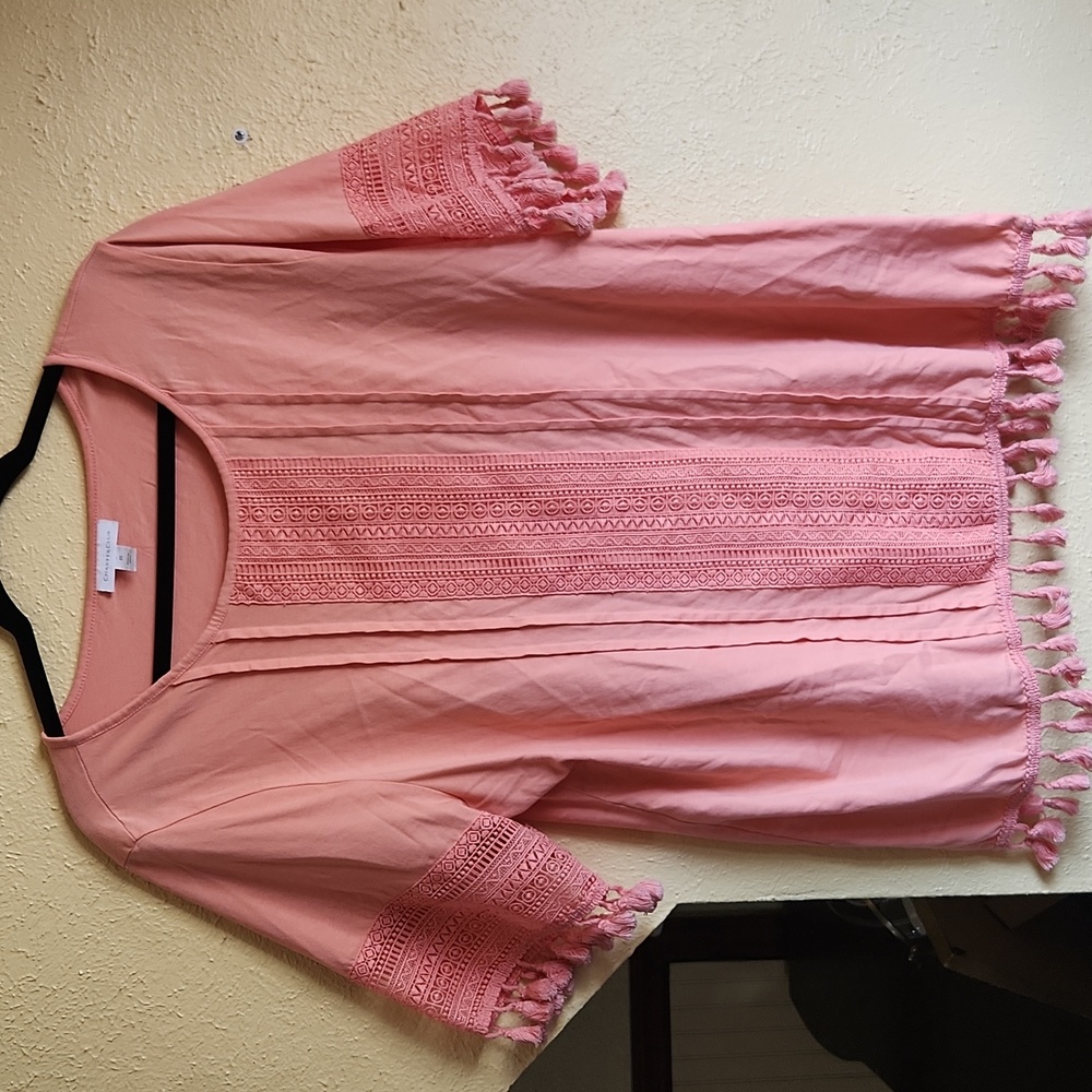 Charter Club Coral Top with Tassel Accents